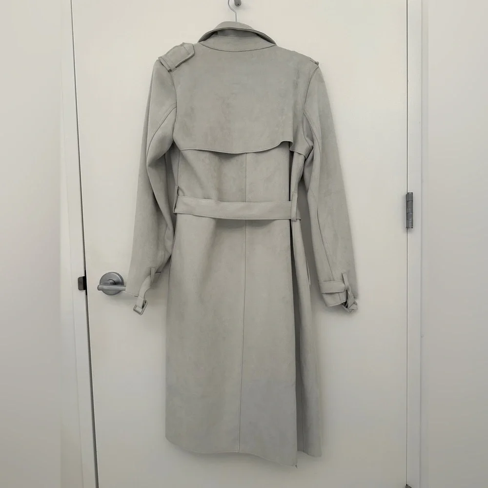 Zara Women's Light Gray Trench Coat - Picture 3 of 4